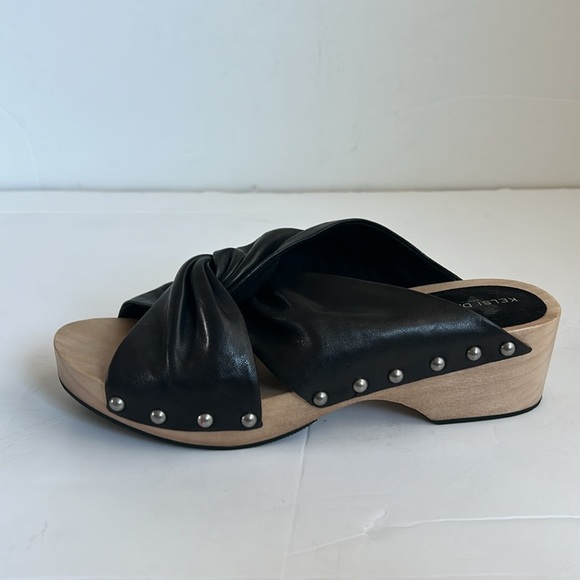 Kelsi Dagger Brooklyn Sprinter black clog slide sandal leather up stud open toe - Picture 16 of 16